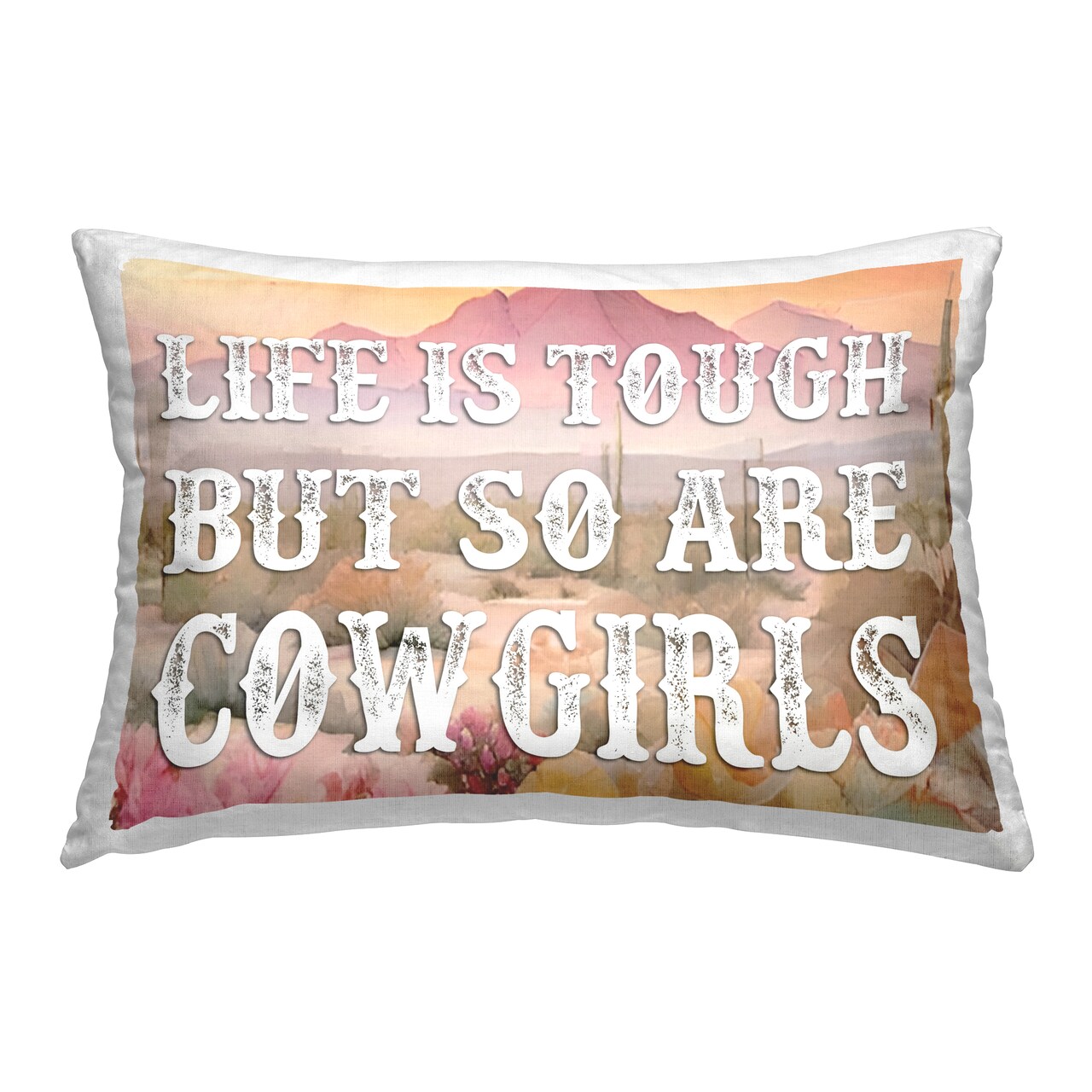 Stupell Industries Life & Cowgirls Are Tough Decorative Printed Throw Pillow Design by Lettered and Lined, 14 x 7 x 20